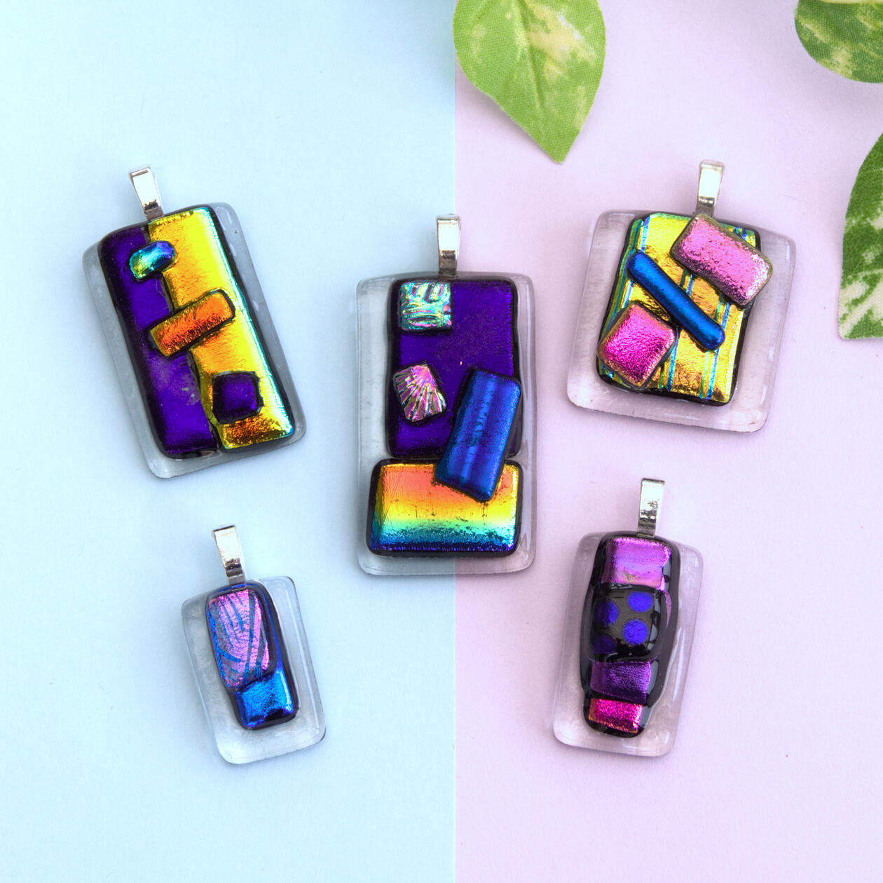 Purple Tack Fused Pendants