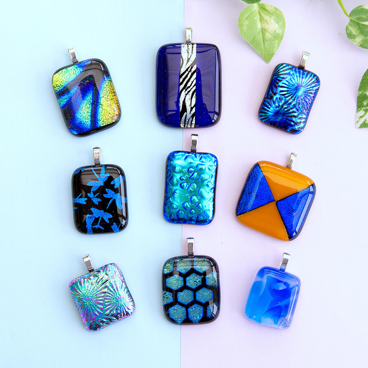 Blue Dichroic Pendants