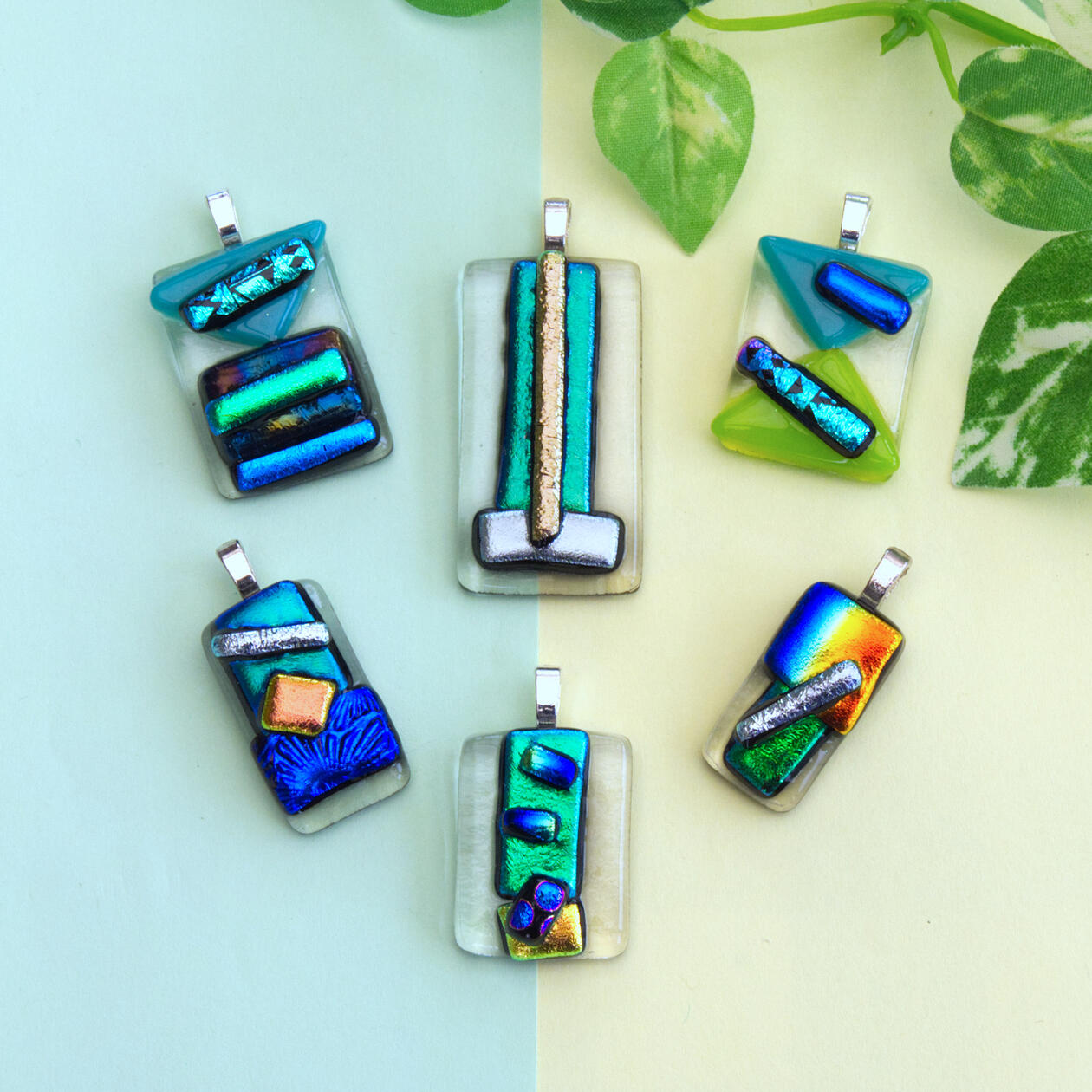 Green Tack Fused Pendants