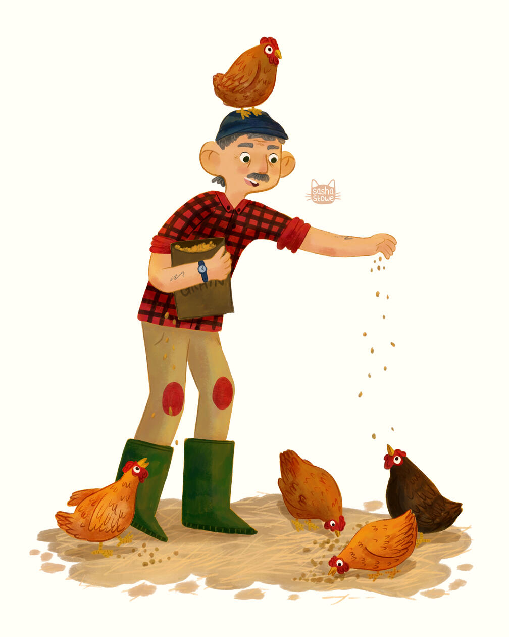 Old Man and His Chickens